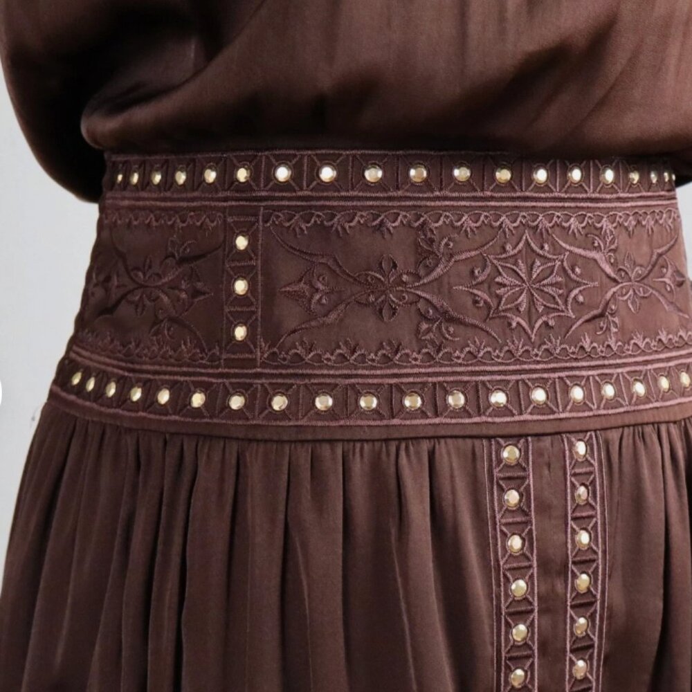 Black House White Market Brown Studded Halter Dress size 8 - Picture 2 of 4